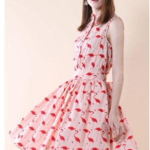 Chicwish Coral Flamingo Print‎ Dress